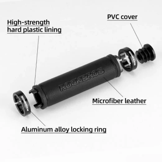 ROCKBROS Poignées de vélo Lock-On Poignées de guidon MTB Vélo Antidérapant Noir – Image 5