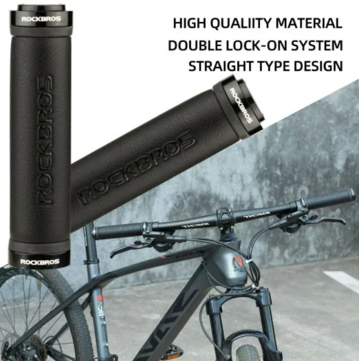 ROCKBROS Poignées de vélo Lock-On Poignées de guidon MTB Vélo Antidérapant Noir – Image 4