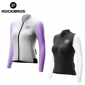 1_c0b8ddd8-4ec7-45f3-a7e6-1f4f5f498228.jpgv1737237467 ROCKBROS Maillot de cyclisme pour femme à manches longues - Veste de vélo d'été - Maillot de vélo de route avec 3 poches arrière - Vêtements de cyclisme VTT respirants