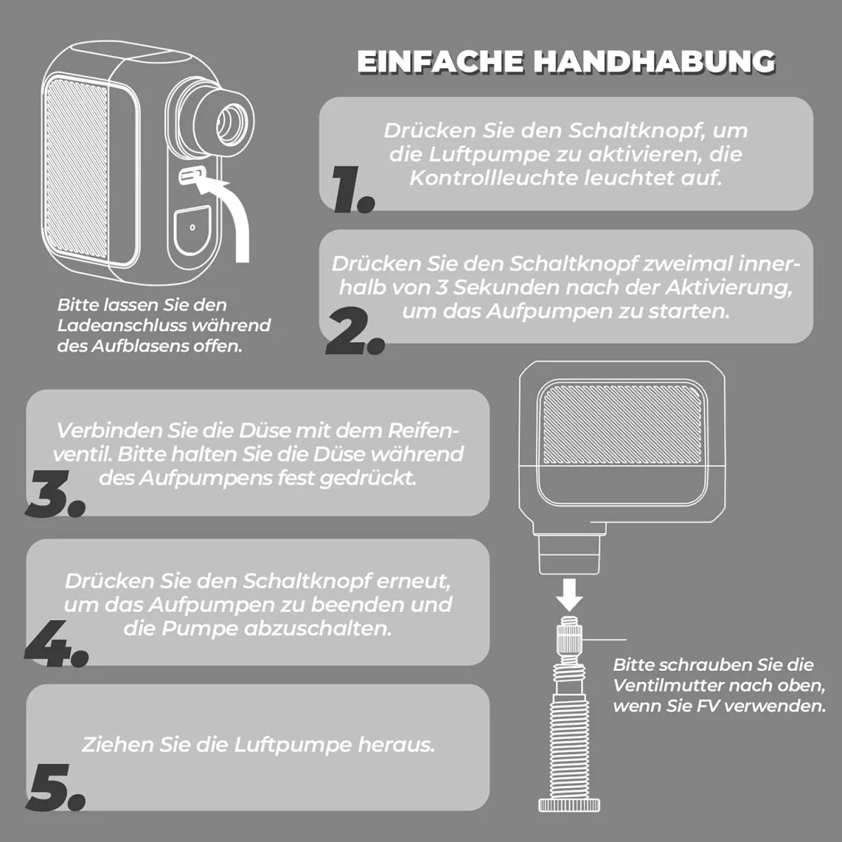 ROCKBROS Mini pompe à vélo électrique Mini pompe rechargeable maximale 100PSI – Image 5