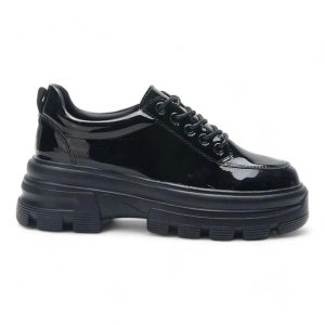 mocassin orthopédique femme compensés en cuir verni à lacets