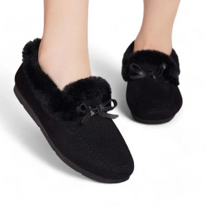 Mocassins orthopédique femmes en faux daim fourrés