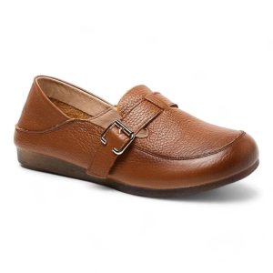 mocassin orthopédique femme en cuir à boucles de ceinture
