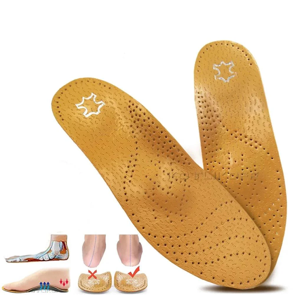 Semelles intérieures orthopédiques en cuir pour chaussures