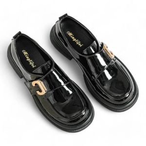 mocassin orthopédique femme vernis noirs à talons