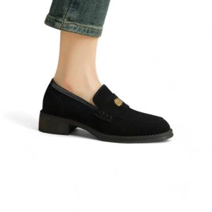 mocassin orthopédique femme en daim fourrés