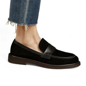 mocassin orthopédique femme en daim à talonnettes