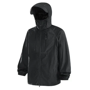 Veste anti-UV nylon à capuche UPF50, respirante, unisexe
