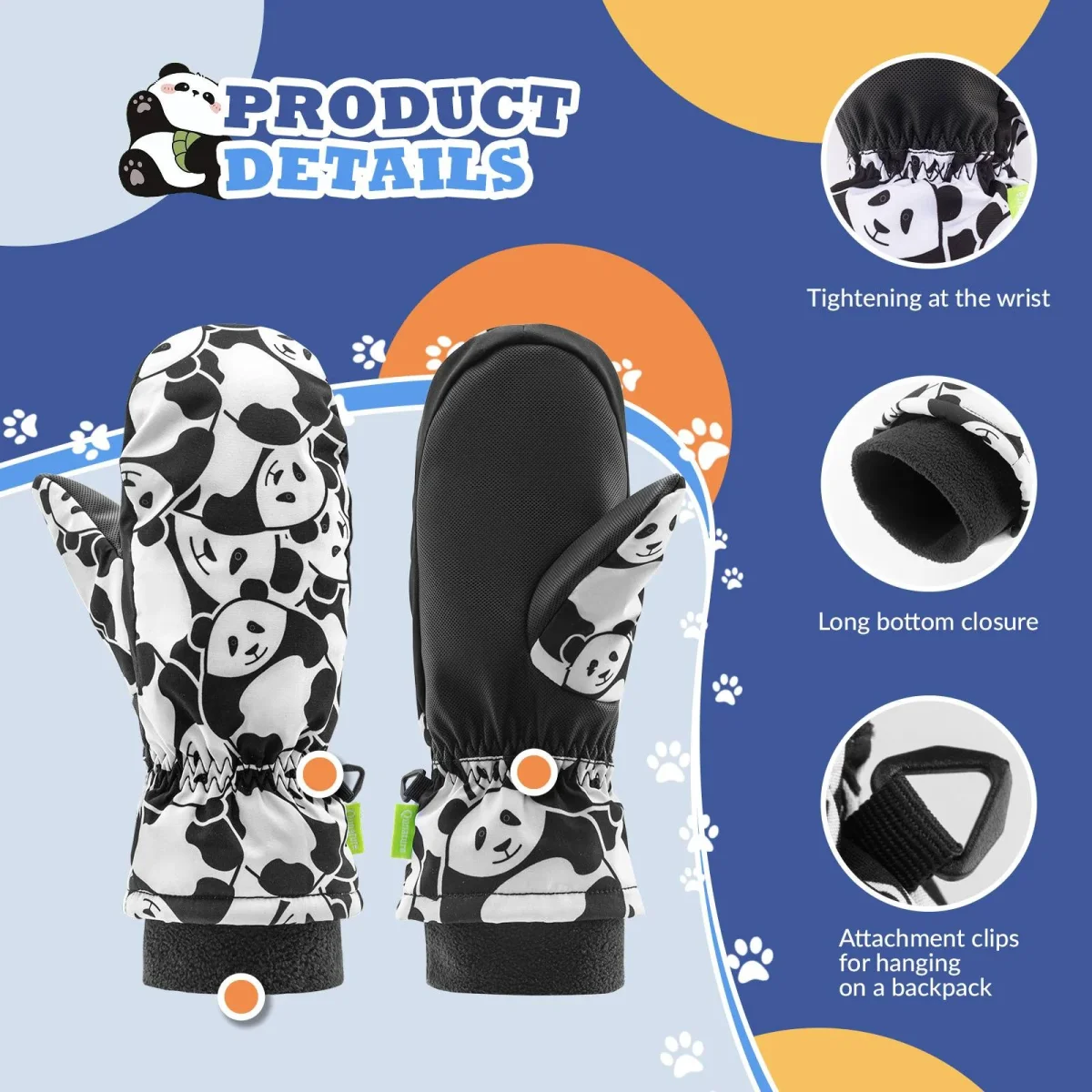 Gants pour enfants coupe-vent, imperméables et chauds pour la neige et le ski. Quantité – Image 2
