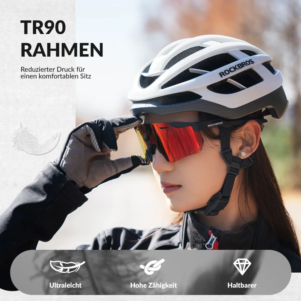 Lunettes de cyclisme ultralégères, lunettes de soleil polarisées avec protection UV400, ROCKBROS – Image 3