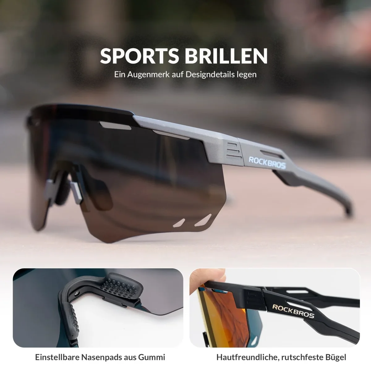 Lunettes de cyclisme ultralégères, lunettes de soleil polarisées avec protection UV400, ROCKBROS – Image 9