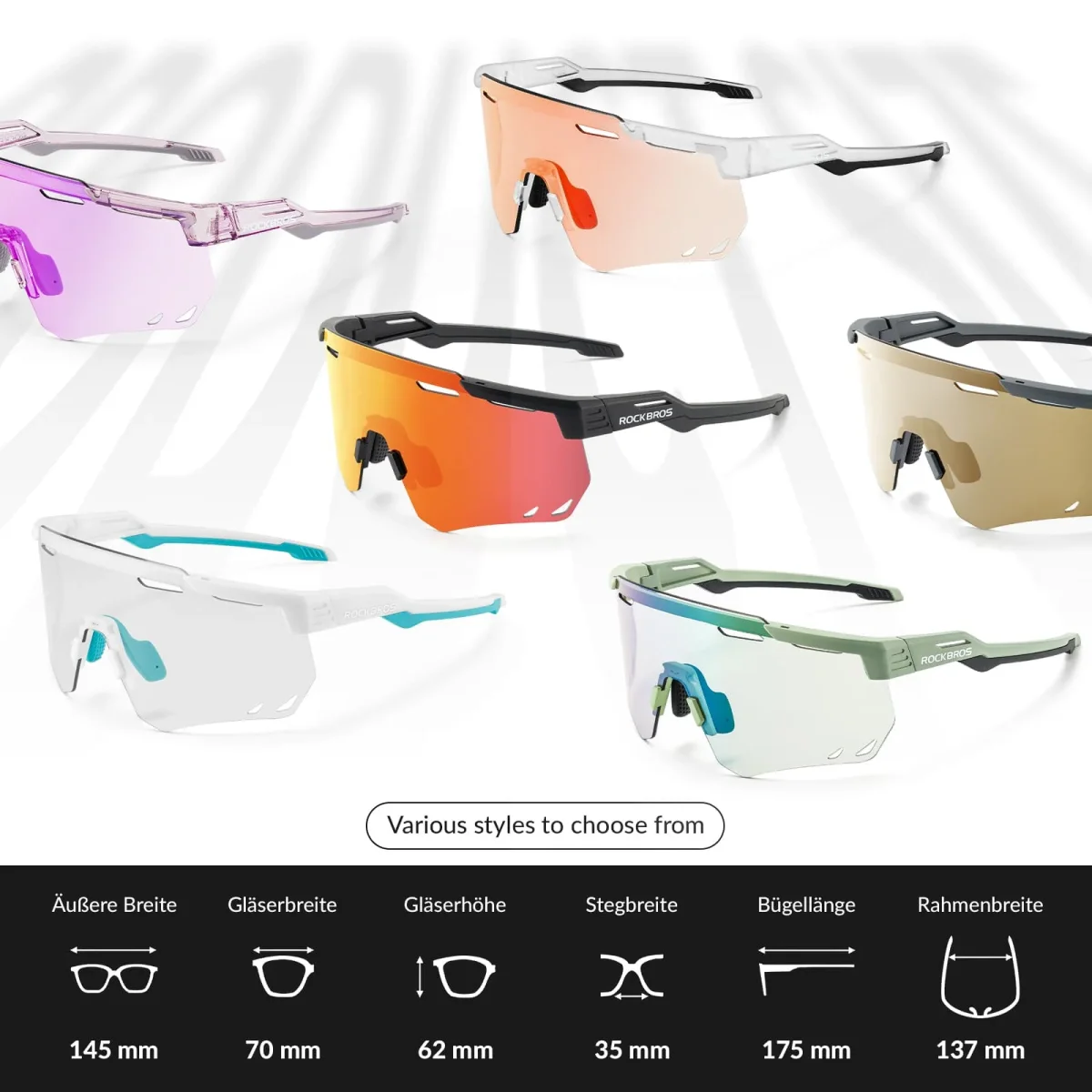 Lunettes de cyclisme ultralégères, lunettes de soleil polarisées avec protection UV400, ROCKBROS – Image 5