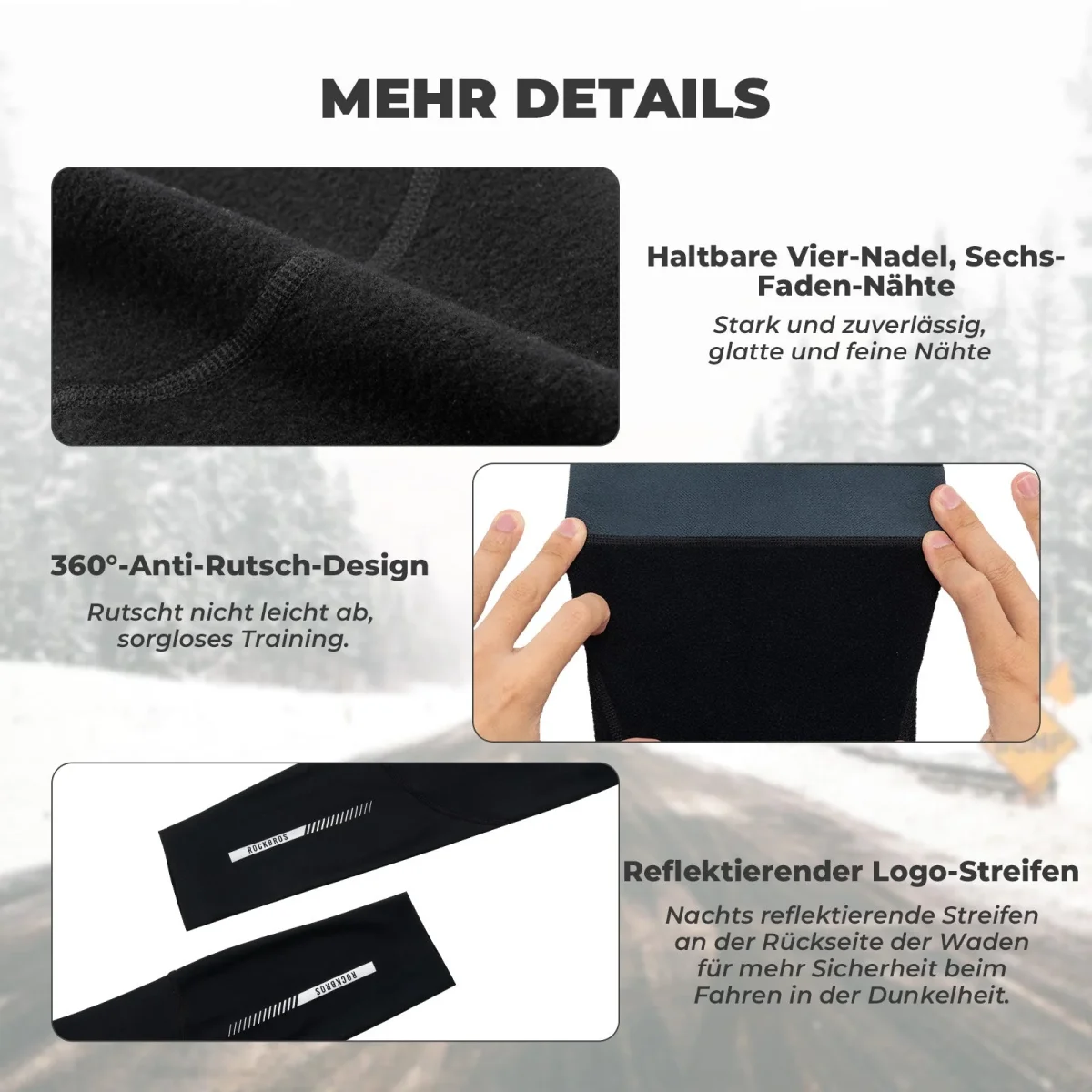 Guêtres de cyclisme, genouillères d'hiver antidérapantes pour hommes et femmes, ROCKBROS – Image 5