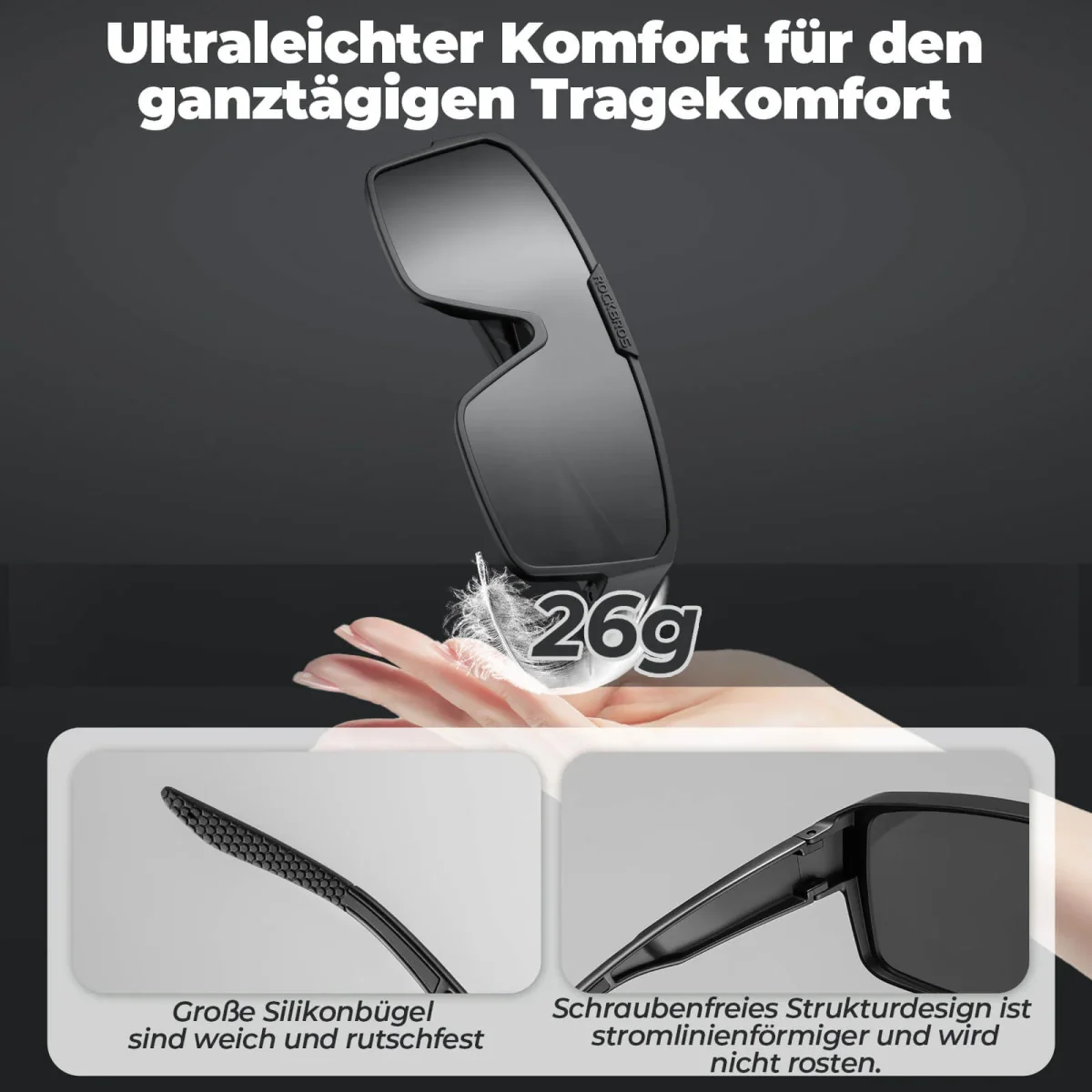 Lunettes de cyclisme polarisées, lunettes de soleil d'extérieur, lunettes de protection, VTT, vélo de route, ROCKBROS – Image 7