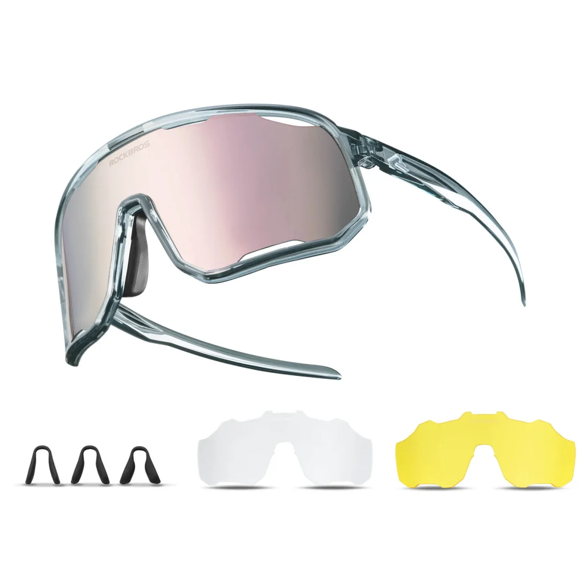 Lunettes de cyclisme, lunettes de soleil polarisées, protection UV, plaquettes nasales interchangeables, modèle femme/homme, ROCKBROS – Image 7