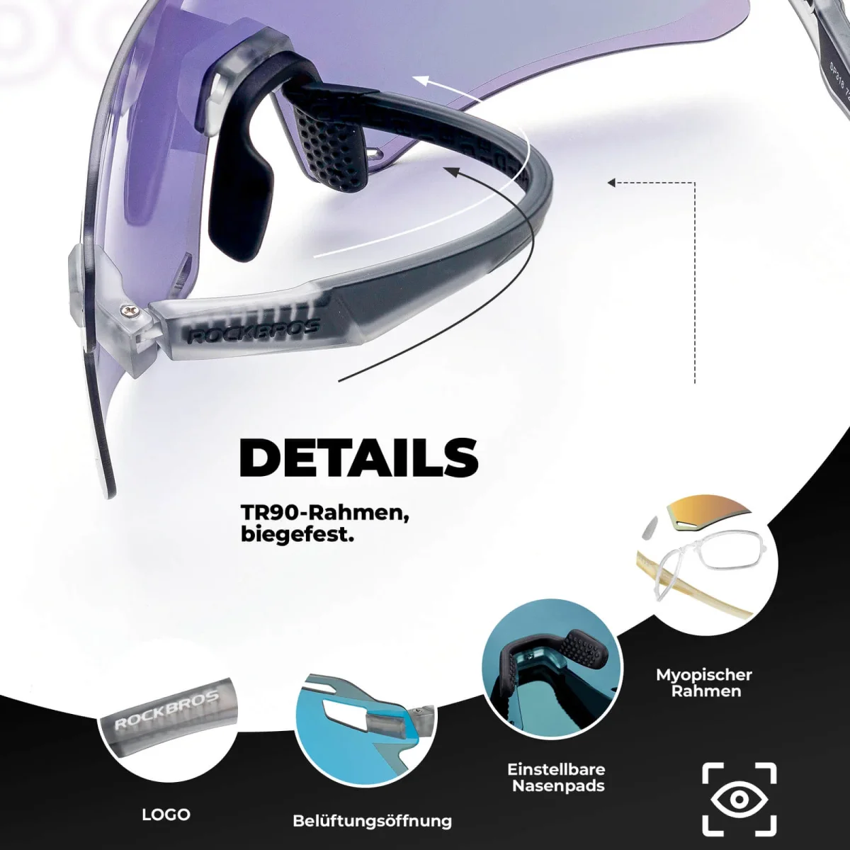 Lunettes de soleil coupe-vent pour le cyclisme et les sports de plein air, ROCKBROS – Image 6