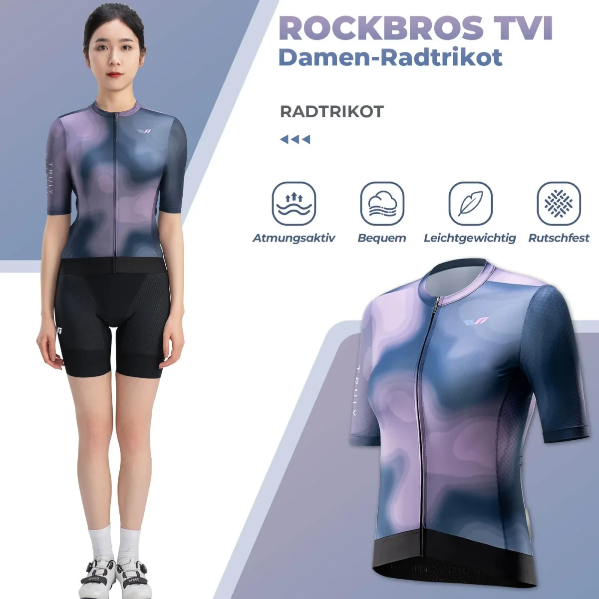 Maillot de cyclisme à manches courtes pour femme TVI, séchage rapide, 3 poches, été, ROCKBROS – Image 3