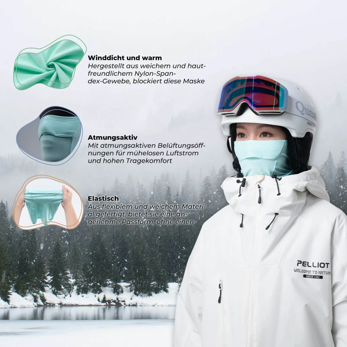 Cagoule pour femme TVI avec ouverture pour queue de cheval, vert chaud, ROCKBROS – Image 2