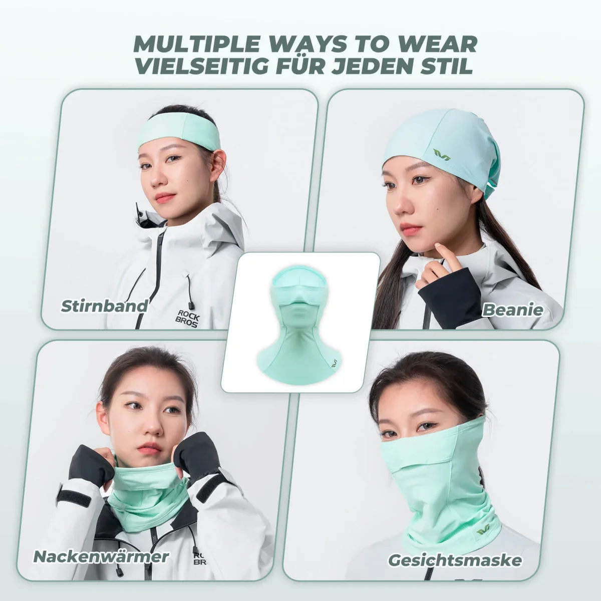 Cagoule pour femme TVI avec ouverture pour queue de cheval, vert chaud, ROCKBROS – Image 4