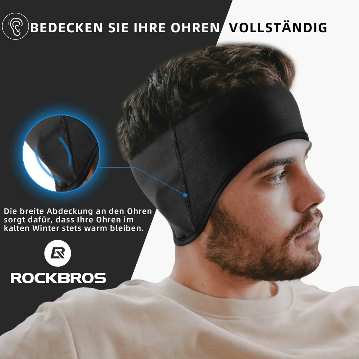 Bandeaux cache-oreilles thermiques d'hiver pour le cyclisme, pour hommes et femmes, ROCKBROS – Image 4