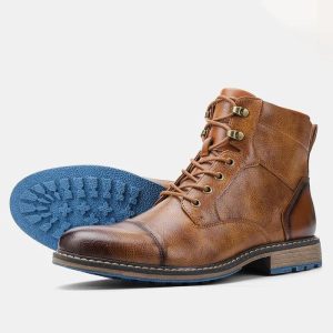 Fred - Mocassins Orthopédique Homme rétro en cuir à lacets