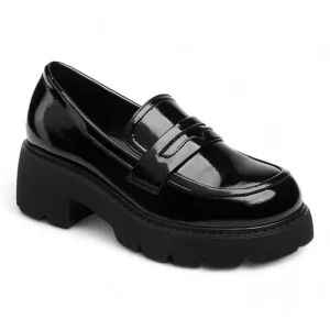 mocassin orthopédique femme compensés en cuir verni