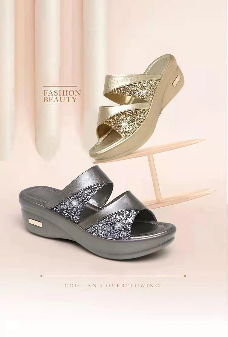 Sandales compensées Dorée avec nœud de papillon – Image 7