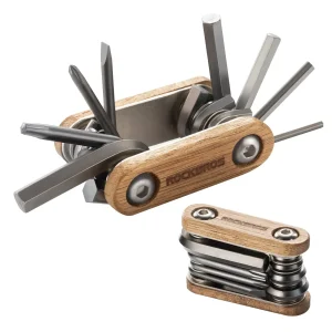ROCKBROS Outil de réparation de vélo 8 en 1 Multitool en bois en acier inoxydable