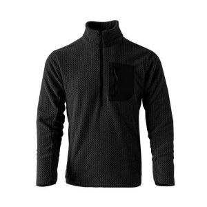 Polaire randonnée homme 1/2 zip nid d’abeille, poche poitrine