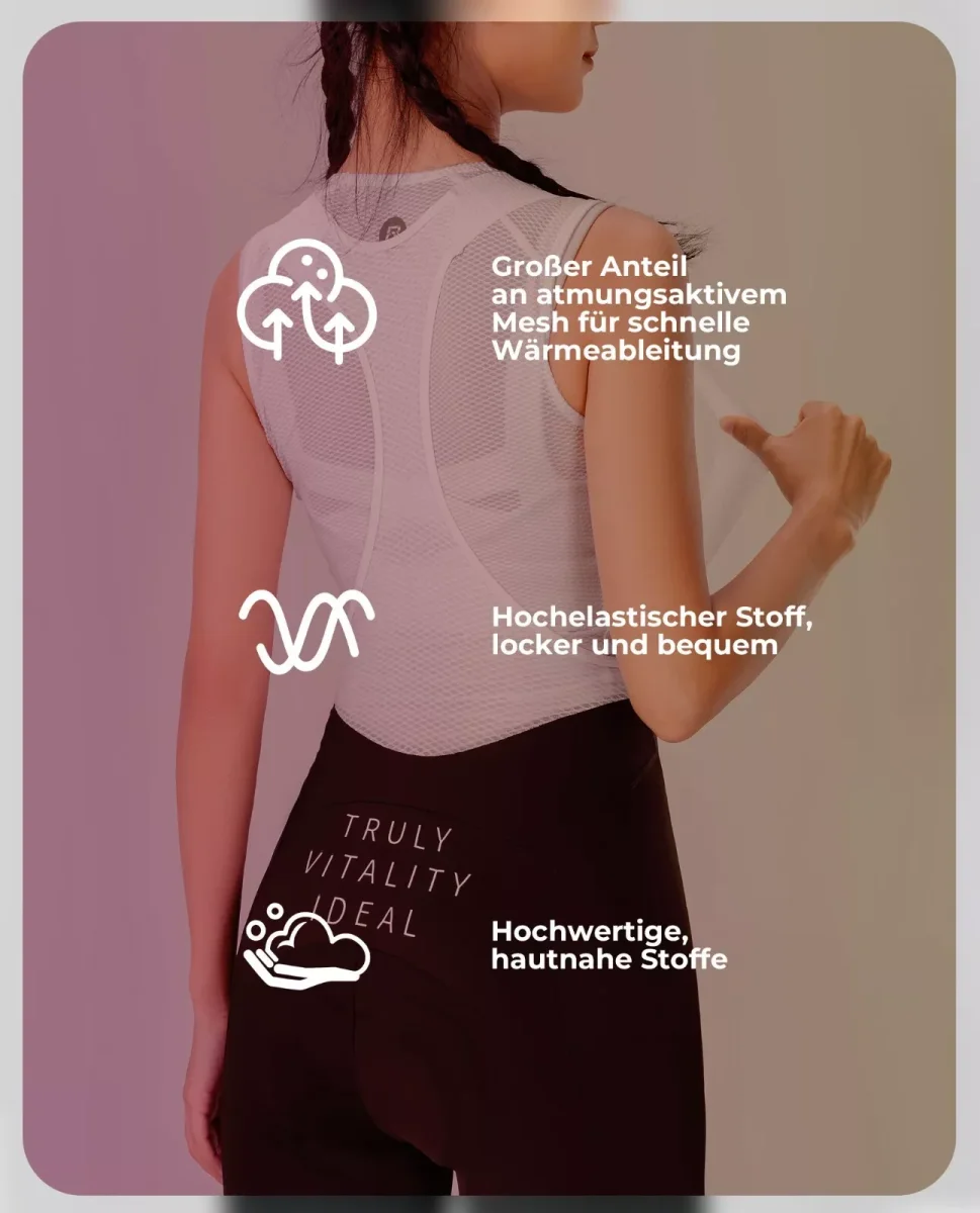 ROCKBROS Cuissard à bretelles de cyclisme pour femme avec bretelles, cuissard à bretelles de vélo rembourré, VTT – Image 3