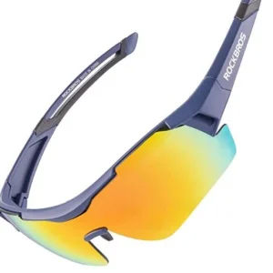ROCKBROS 10117 Lunettes de cyclisme Lunettes de soleil polarisées Bleu (Verres rouges)