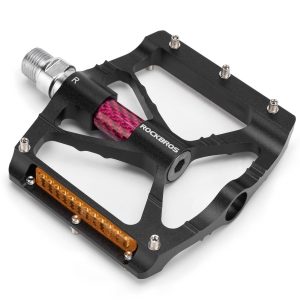 Pédales de vélo en aluminium 9/16 pouce avec deux réflecteurs en PVC ROCKBROS