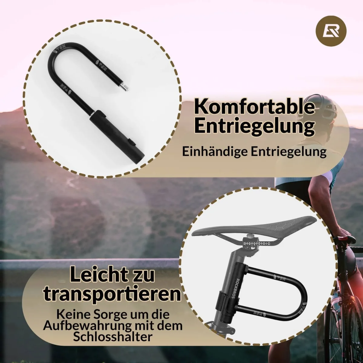 Antivol de vélo en U haute sécurité étanche ROCKBROS – Image 3