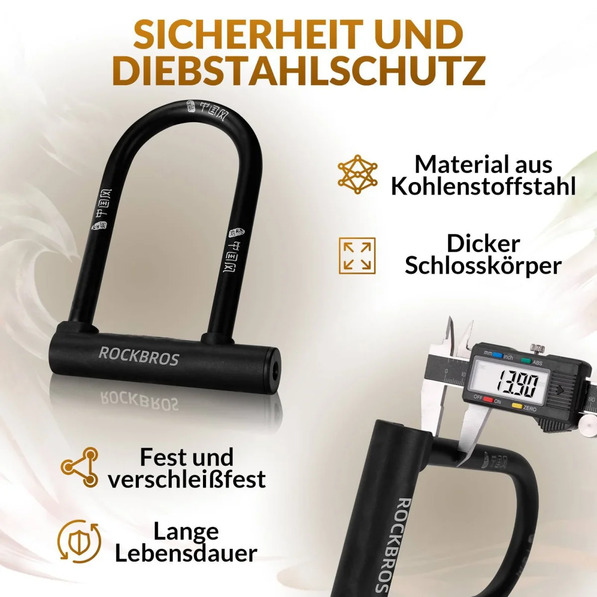 Antivol de vélo en U haute sécurité étanche ROCKBROS – Image 2