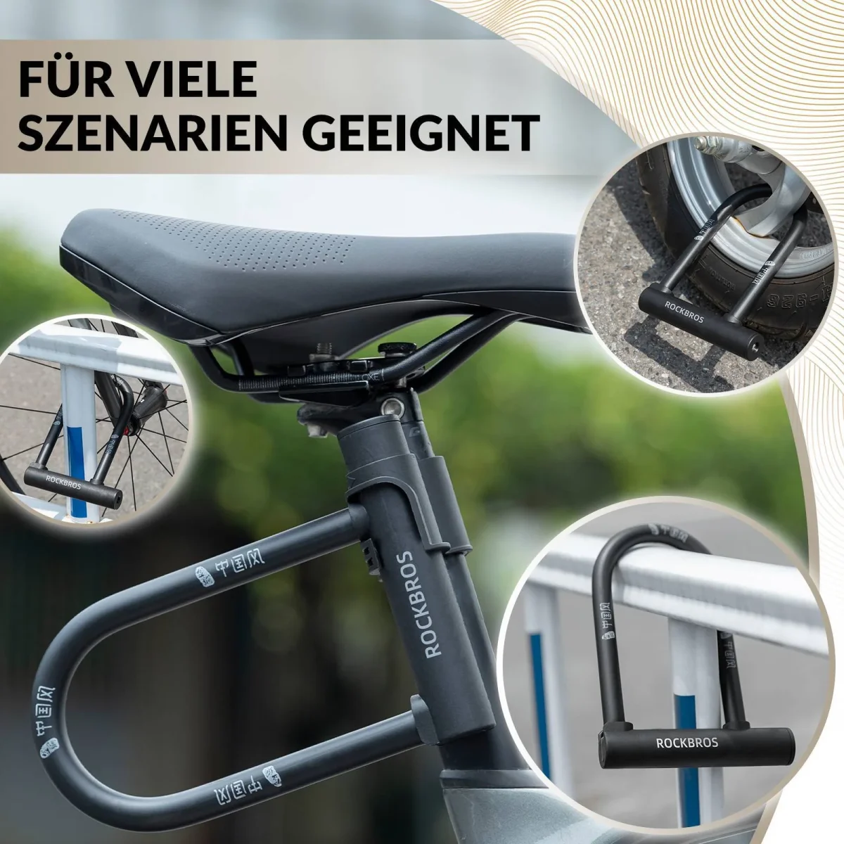 Antivol de vélo en U haute sécurité étanche ROCKBROS – Image 6