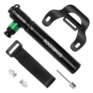 Pompe à vélo CO2 110 PSI mini pompe en aluminium noir ROCKBROS