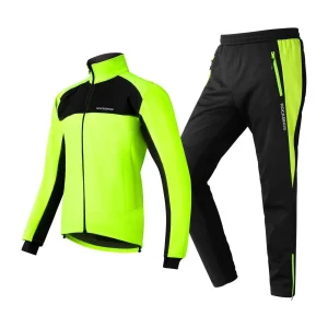 Veste et pantalon de cyclisme d'hiver vert vif ROCKBROS