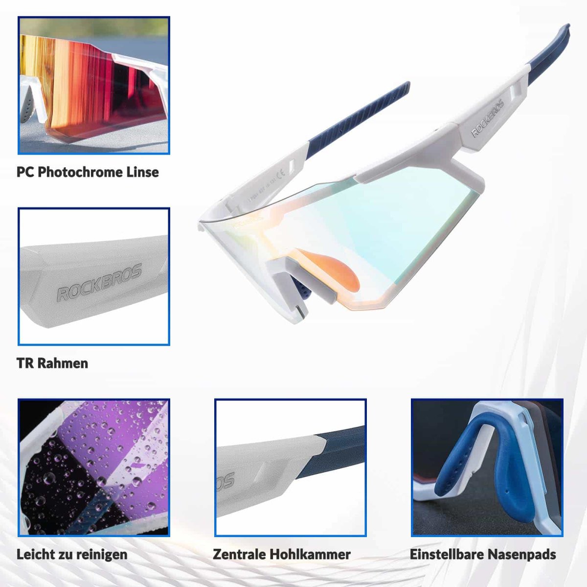 Lunettes de soleil, lunettes de cyclisme, verres teintés, pour l'extérieur, protection UV400, ROCKBROS – Image 6