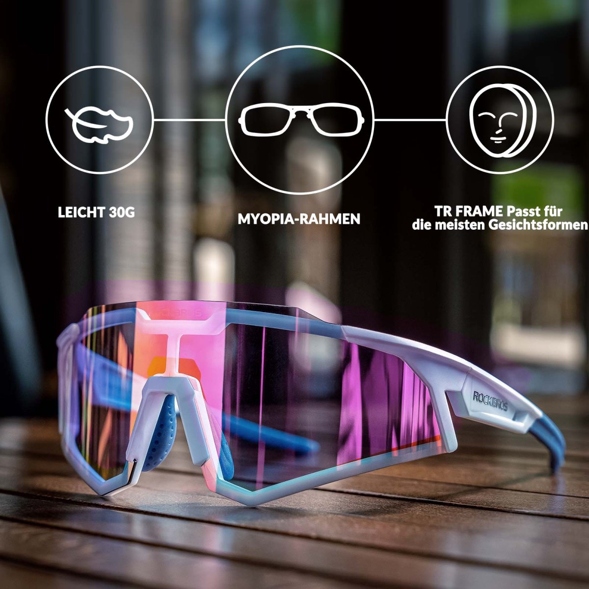 Lunettes de soleil, lunettes de cyclisme, verres teintés, pour l'extérieur, protection UV400, ROCKBROS – Image 7