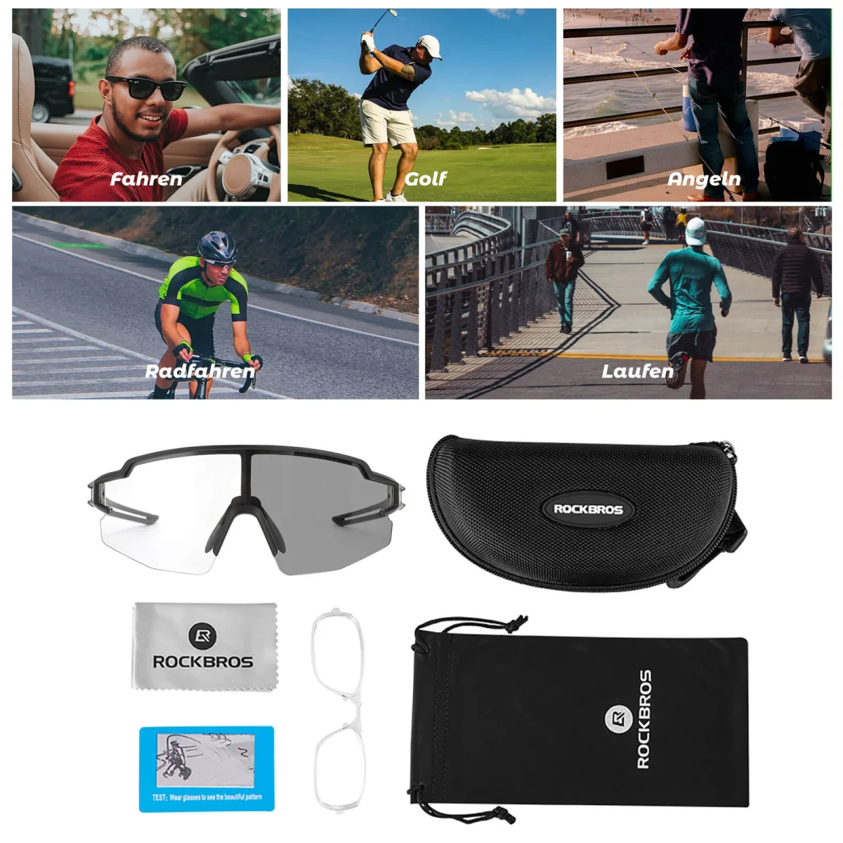 Lunettes de soleil pour hommes et femmes, lunettes de cyclisme avec protection UV, ROCKBROS – Image 5