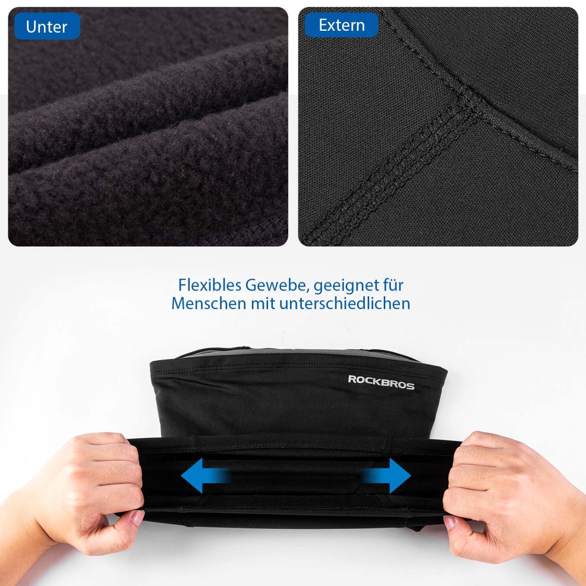 Cagoule coupe-vent à porter sous un casque, en polaire chaude, noire, ROCKBROS – Image 4