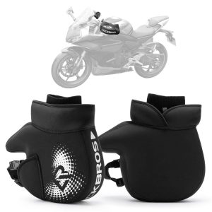 Gants de moto coupe-vent d'hiver avec manchons de guidon noirs ROCKBROS