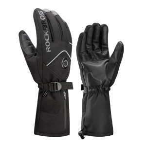 Gants de ski d'hiver chauffants rechargeables noirs ROCKBROS