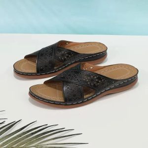 Sandale Orthopédique Femme avec Motifs Floraux