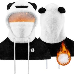 Qunature Cagoule d'hiver masque de ski pour enfants et parents motif panda masques complets cagoule pour les activités de plein air d'automne et d'hiver comme le ski, la moto, le cyclisme
